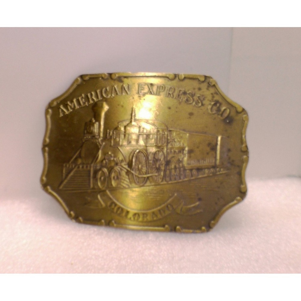 LEWIS BUCKLES Belt Buckle Unisex OS Gold Excellent Vintage American Express